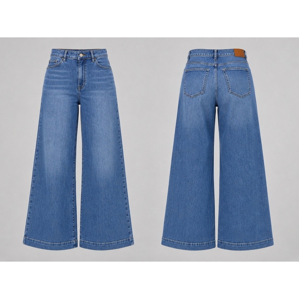 Everlane Jeans Womens 32R Medium Wash  High Rise Wide Leg Relaxed PANTS BOHO Y2K
